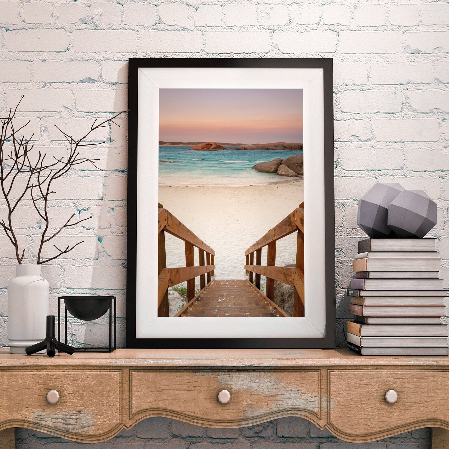 FRAMED Art Set of 3 Ocean Print Large Beach Wall Gallery Art Print Set Summerhouse Wall Art Coastal Framed Art Print  Housewarming Gift