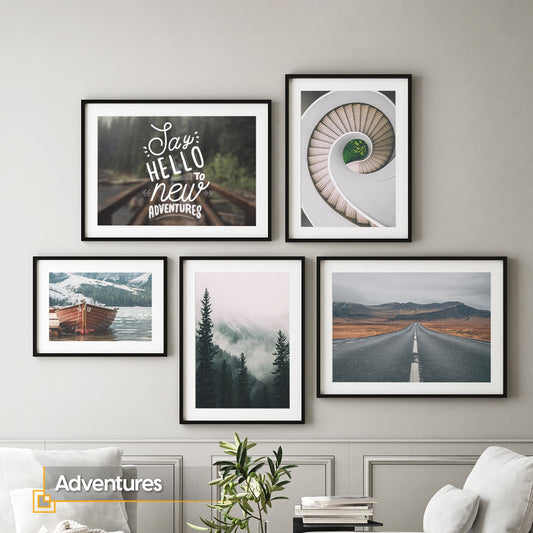 Landscape FRAMED Wall Art 5 Piece Gallery Art Prints Framed  Lake Wall Art Prints  Landscape Wall Art Large  Mountain Print Art Set