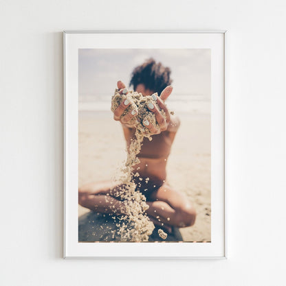 Sand Girl - Modern Coastal Gallery Wall Art FRAMED Set of 3