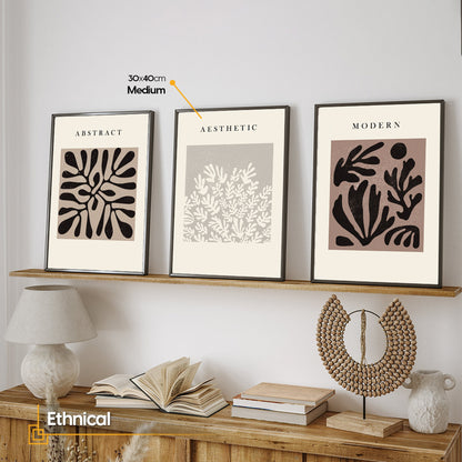 Ethnical - FRAMED Matisse Print Set of 3 Abstract Line Art Gallery