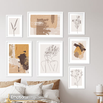 Emotions - Modern Abstract FRAMED Wall Art Set of 7 Pieces
