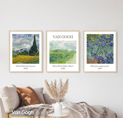 Van Gogh - FRAMED Van GOGH Wall Art Print Set of 3 Pieces