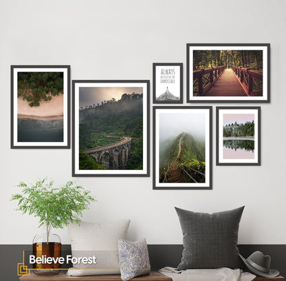 Believe Forest - FRAMED Nature Landscape Wall Art Set of 6 Pieces