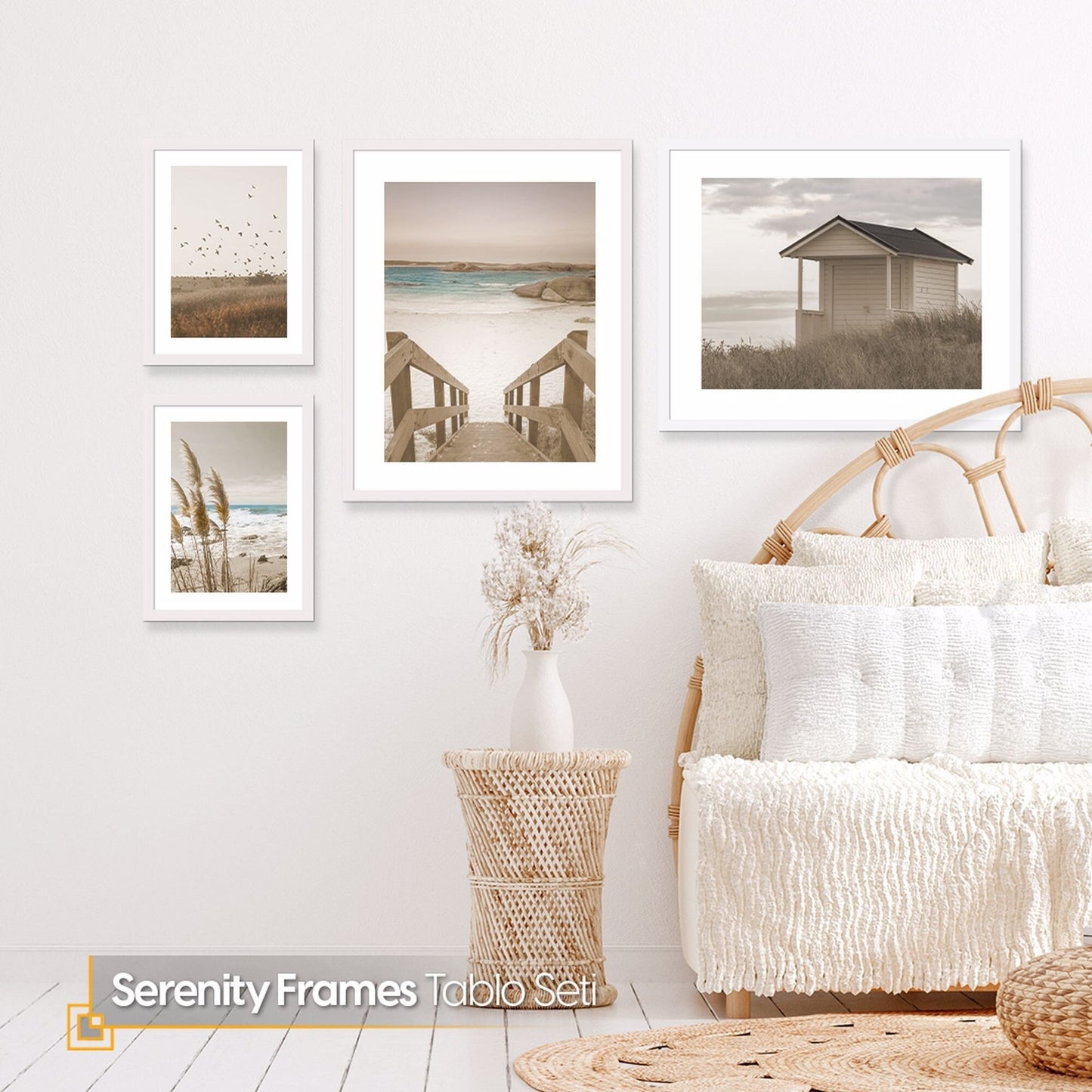 Serenity Frames 4 Pieces Coastal FRAMED Wall Art