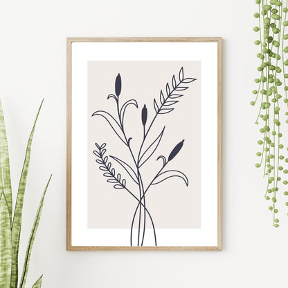 Liner Flower - Flower Line Art Set FRAMED Print Set of 3 Pieces