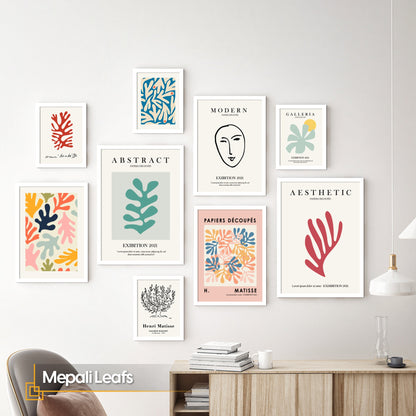 Mepali Leafs -Matisse Wall Art Gallery Set FRAMED Set of 9 Pieces