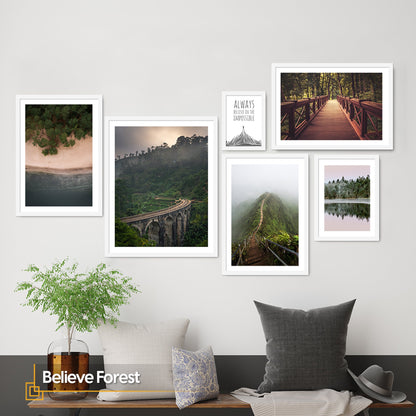 Believe Forest - FRAMED Nature Landscape Wall Art Set of 6 Pieces
