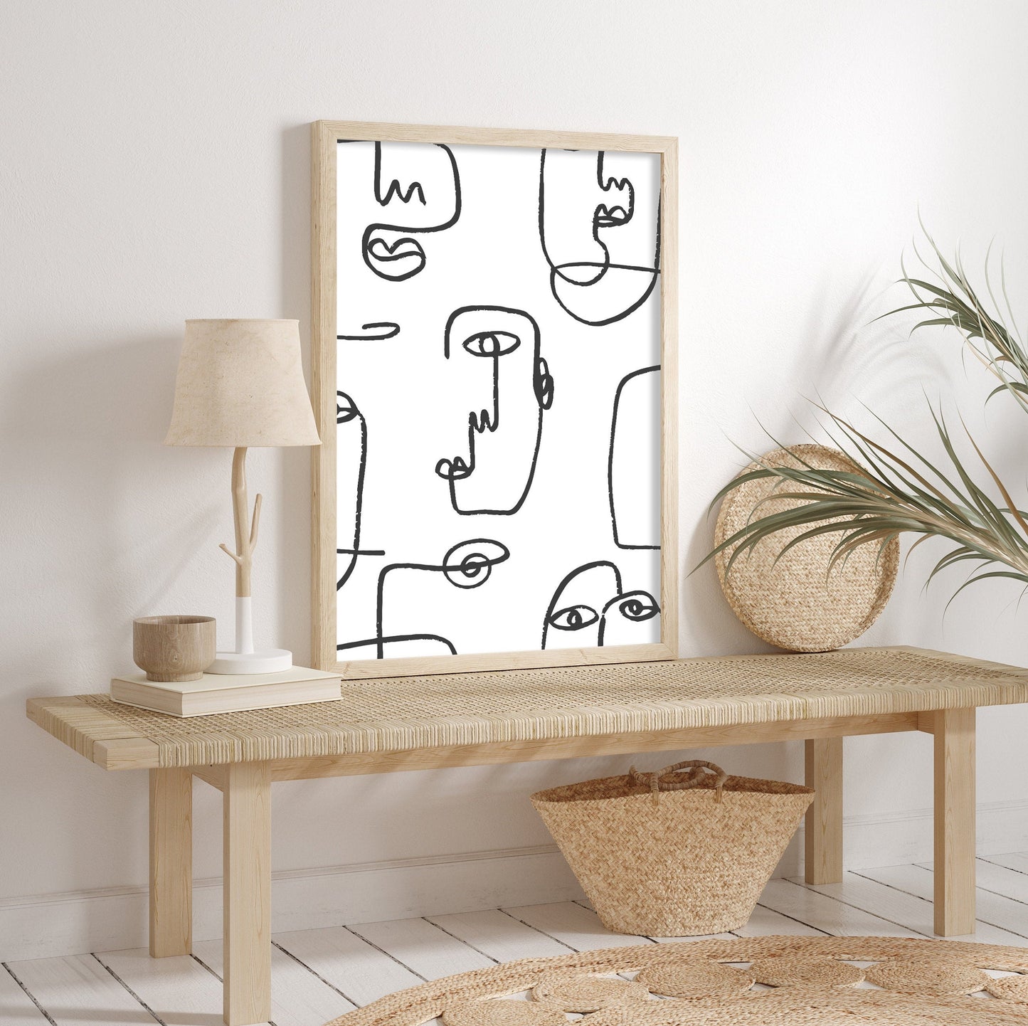 Modern Line Art Wall Set FRAMED Minimalist Gallery Print Art  Wooden Framed Art Print Abstract Print Framed Wall Deco Modern Poster