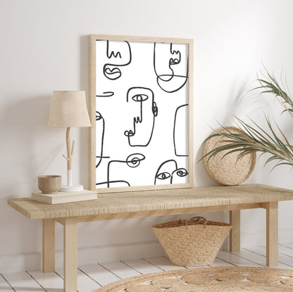 Two Side Story - Modern Line Art Wall Set FRAMED
