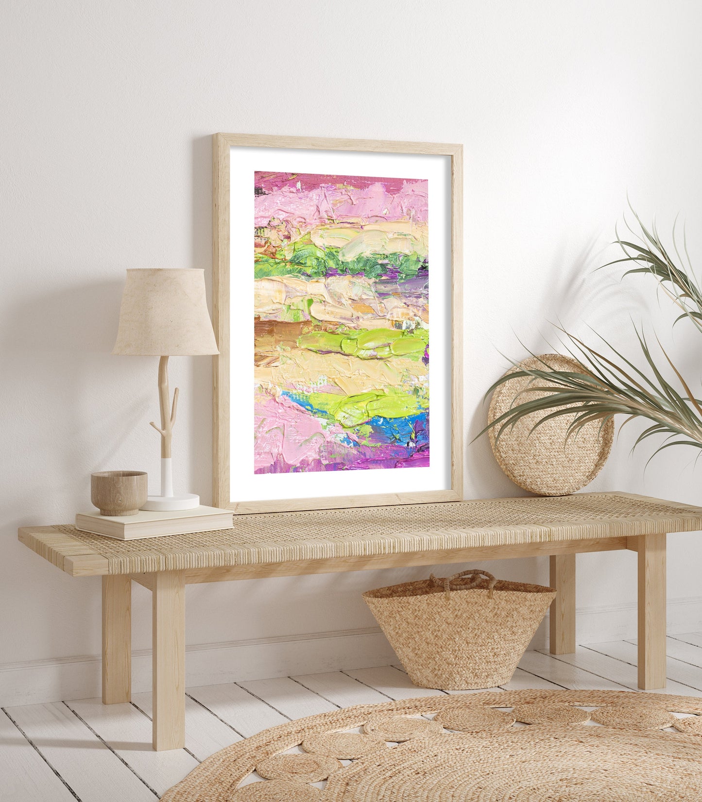 Impressionist Wall Art Set FRAMED Vintage Gallery Wall Art  Wooden Framed Exhibition Print Landscape Painting Wall Deco Pink Wall Art