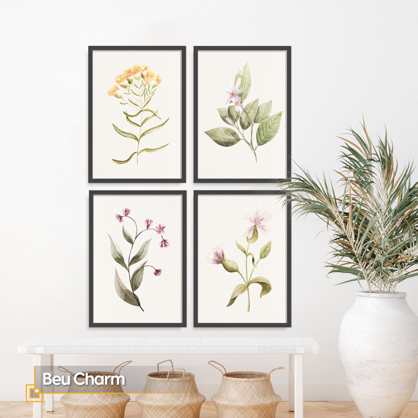 Beu Charm - FRAMED Gallery Wall Set Flower Print Set of 3 Pieces