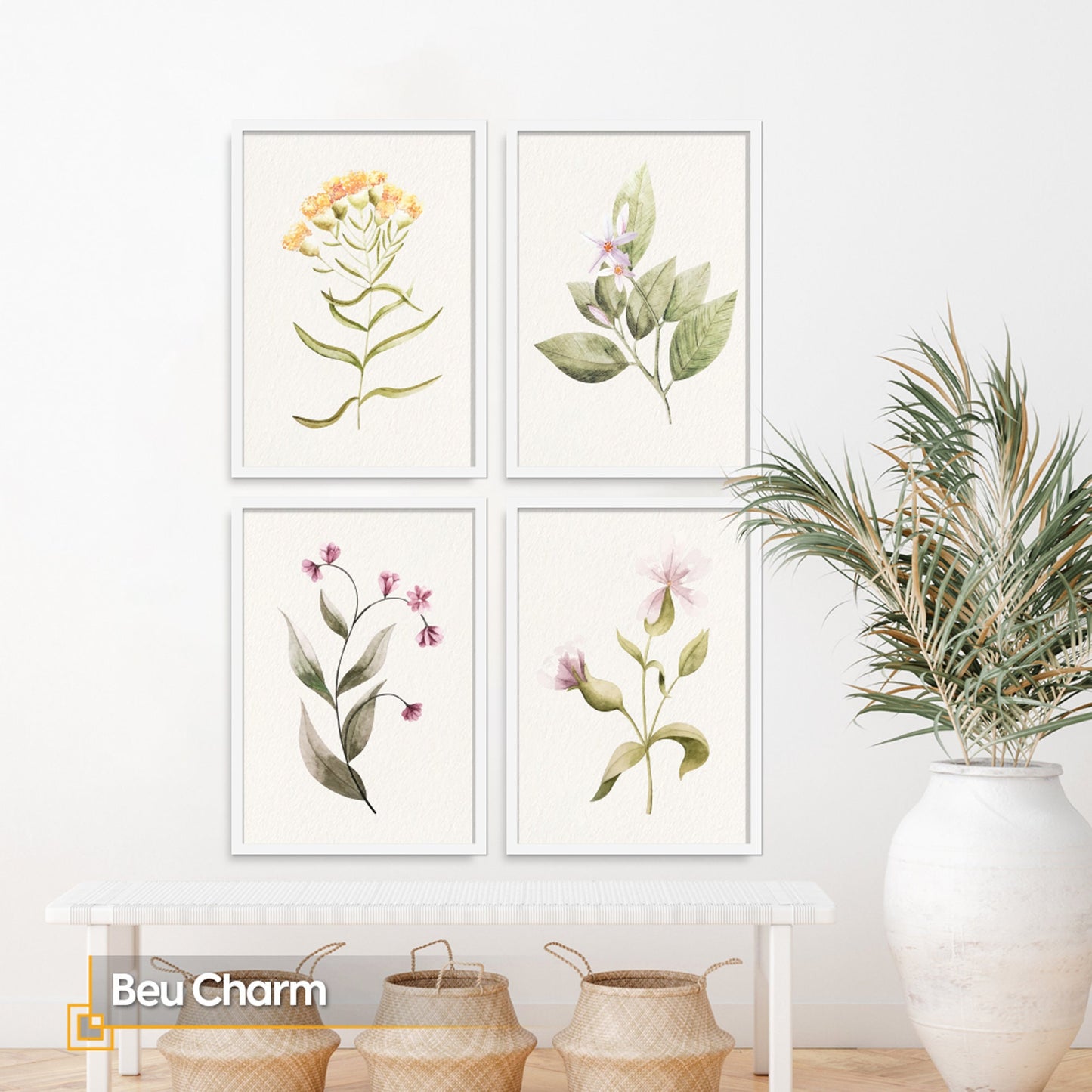 Beu Charm - FRAMED Gallery Wall Set Flower Print Set of 3 Pieces