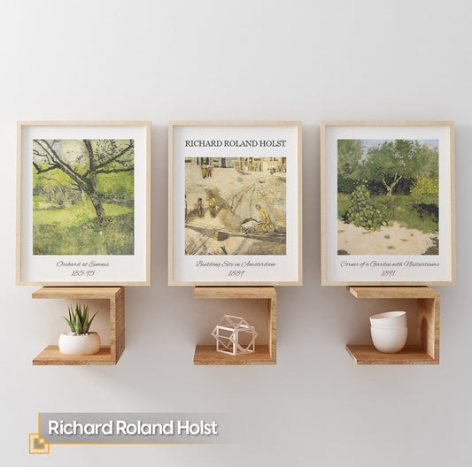 FRAMED Exhibition Wall Art  Wall Print Set of 3 Richard Roland Host  Painting Prints Museum Gallery Wall  Set Framed Vintage Wall Art