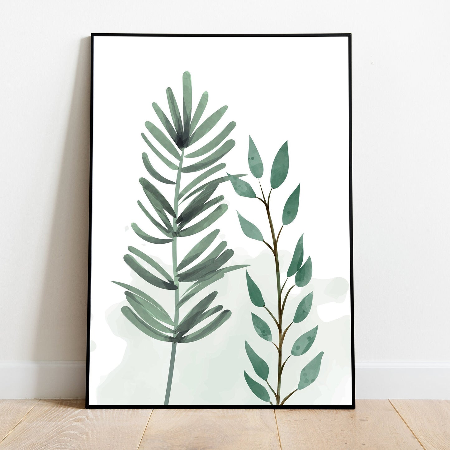 Few Leaves 3 Pieces Watercolor Botanical FRAMED Wall Art