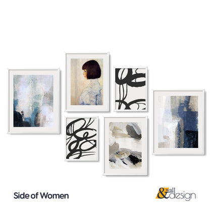 Side Of Woman - Modern Abstract Gallery Wall Art Set FRAMED 6 Piece