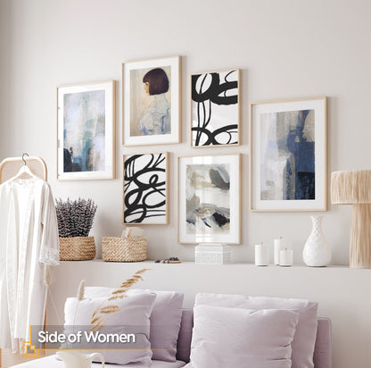 Side Of Woman - Modern Abstract Gallery Wall Art Set FRAMED 6 Piece