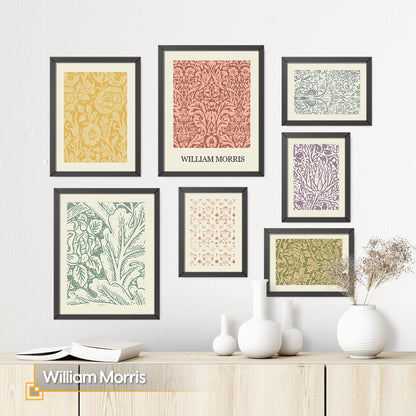 William Morris - Line Art Gallery Wall Set FRAMED of 7 Pieces