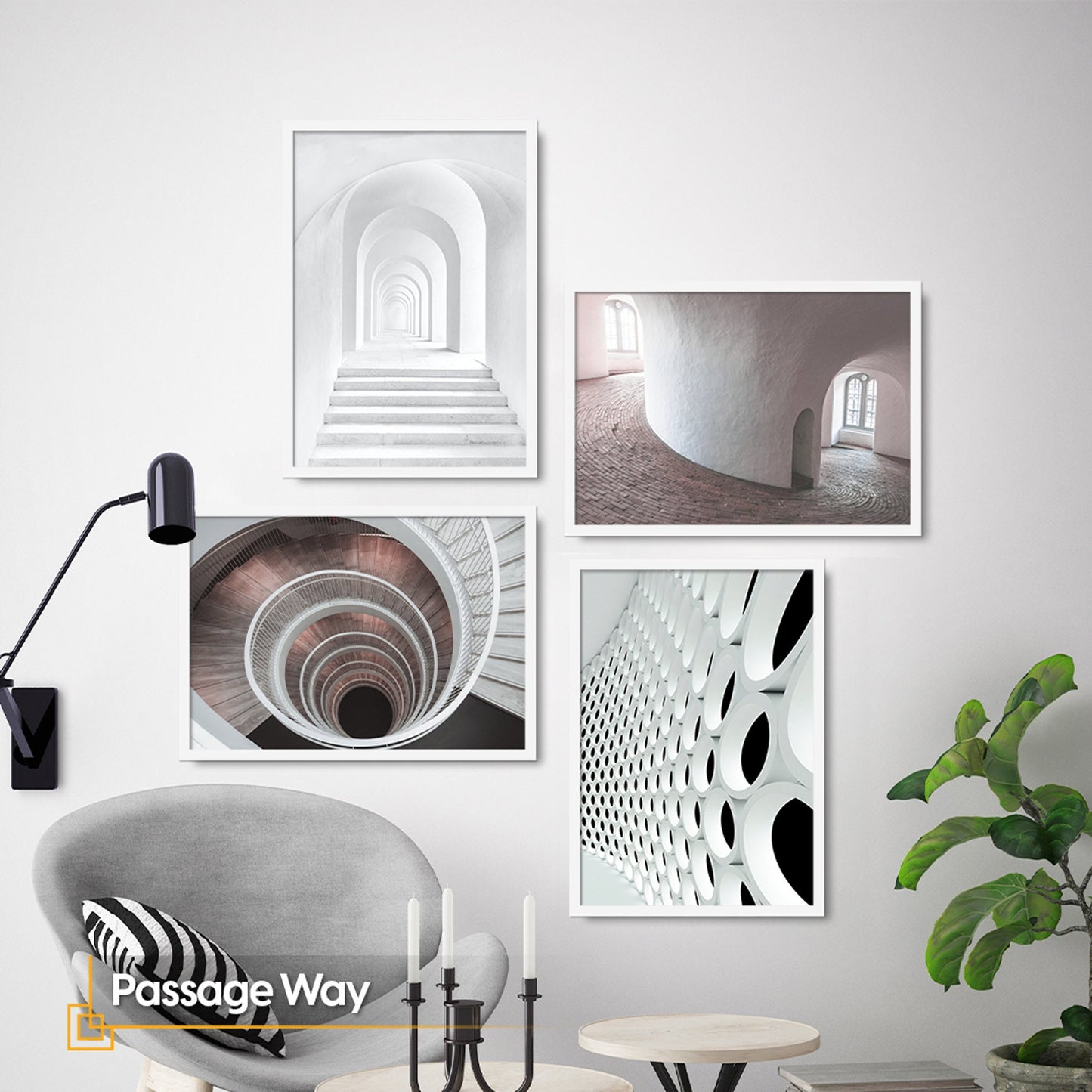 Passage Way - 4 Pieces Architectural Wall Art Set FRAMED.