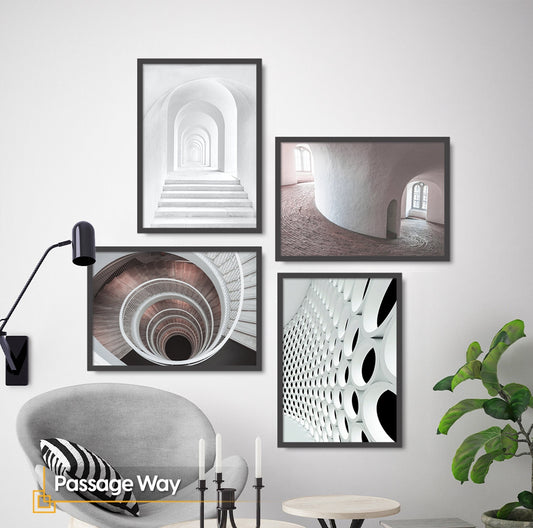 Passage Way - 4 Pieces Architectural Wall Art Set FRAMED.