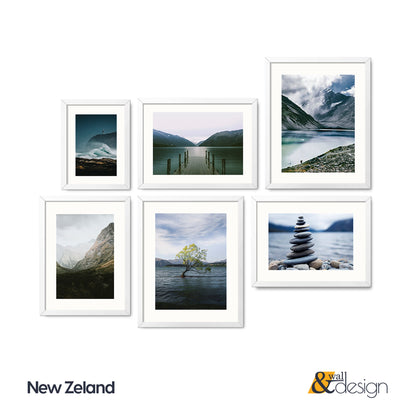 New Zealand - Landscape Art Print Framed 6 Pieces Gallery Wall Set