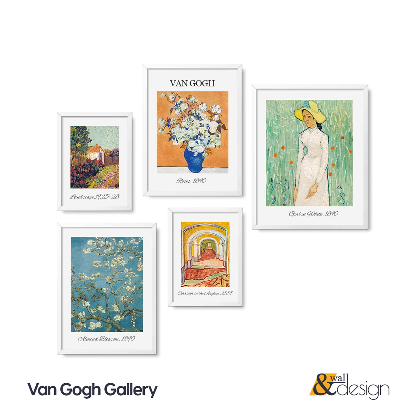 Van Gogh Gallery Wall Art Set FRAMED 5 Piece Exhibition Wall Art Ready to Hang Van Gogh Wall Set Eclectic Wall  Gallery Set Museum Prints