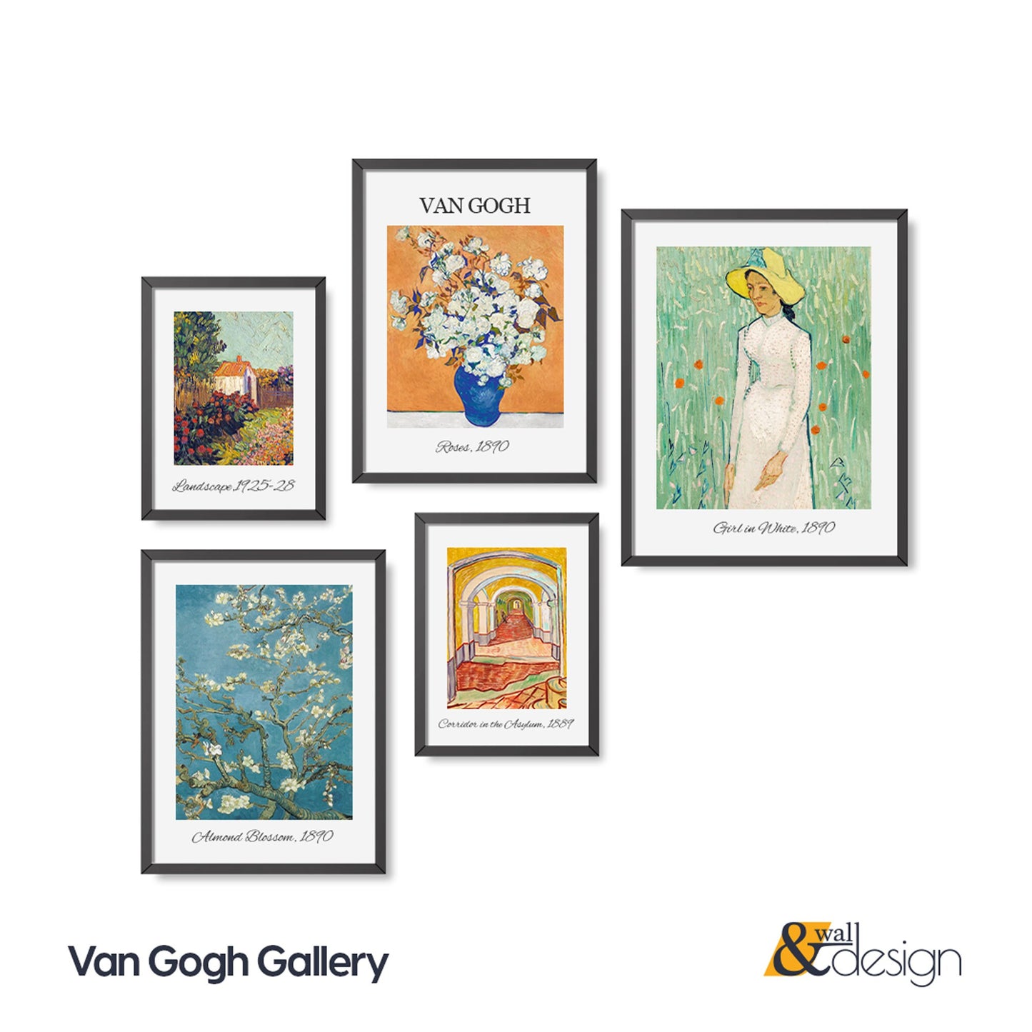 Van Gogh Gallery Wall Art Set FRAMED 5 Piece Exhibition Wall Art Ready to Hang Van Gogh Wall Set Eclectic Wall  Gallery Set Museum Prints