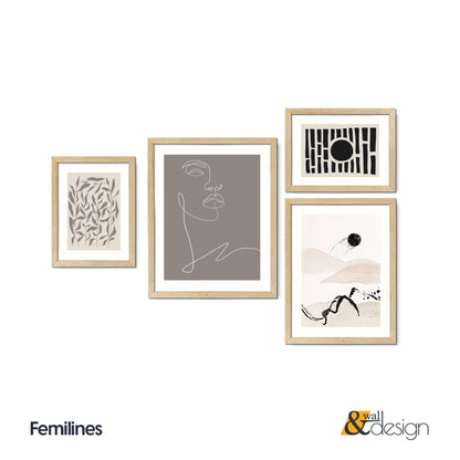 Femilines - FRAMED Gallery Wall Set of 4 Beige Abstract Posters