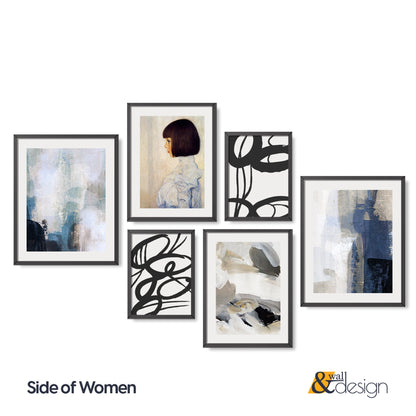 Side Of Woman - Modern Abstract Gallery Wall Art Set FRAMED 6 Piece