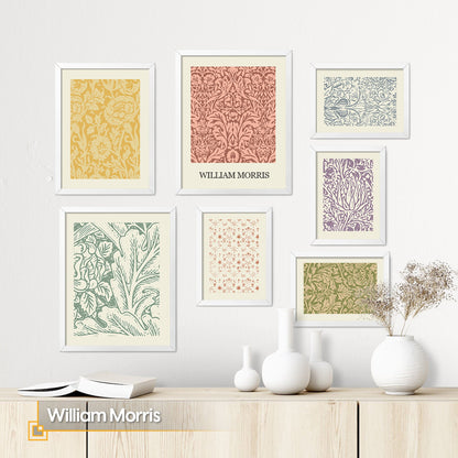 William Morris - Line Art Gallery Wall Set FRAMED of 7 Pieces