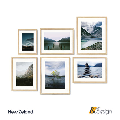 New Zealand - Landscape Art Print Framed 6 Pieces Gallery Wall Set