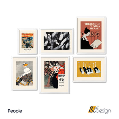 People - Art Nouveau Gallery Wall Set FRAMED Set of 6 Pieces