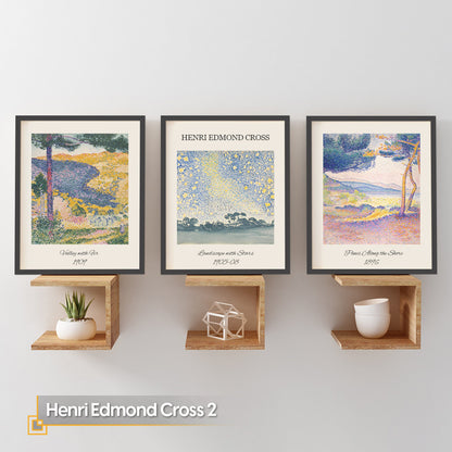 Henri Edmond Cross 2 - FRAMED Wall Art Gallery Henri EDMOND Exhibition Posters Set of 3
