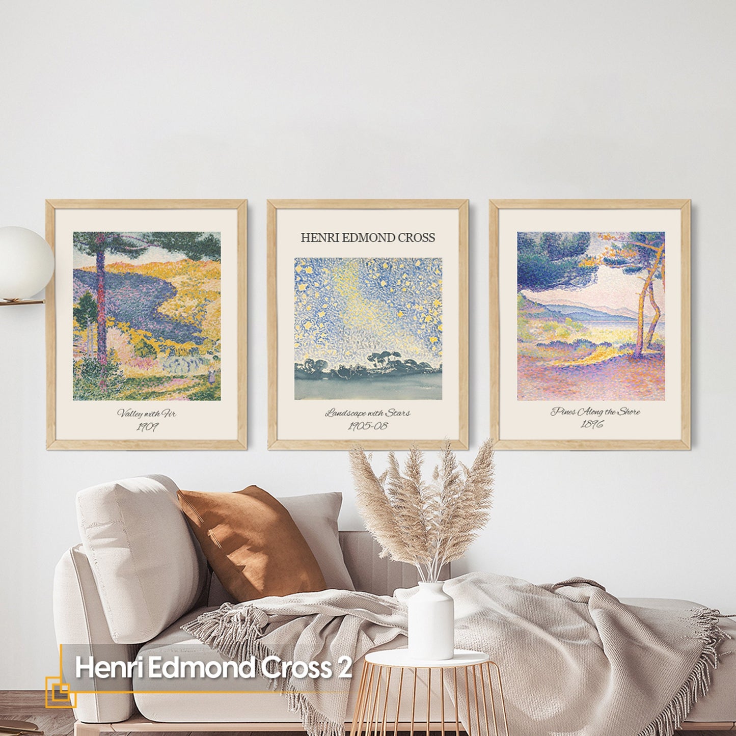 FRAMED Henri Edmond Cross Wall Art Gallery Henri EDMOND Exhibition Posters Set of 3 Henri EDMOND Museum Gallery Wall Print Set Framed