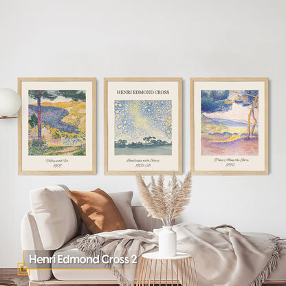 Henri Edmond Cross 2 - FRAMED Wall Art Gallery Henri EDMOND Exhibition Posters Set of 3