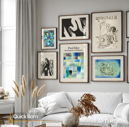 Quick Born - Modern Gallery Wall Art Set FRAMED 6 Pieces