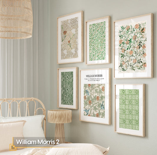 William Morris 2 -William Morris Print Art Set FRAMED 6 Pieces