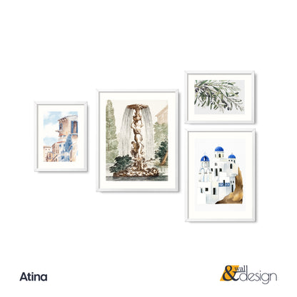 Atina - FRAMED Gallery Wall Set Mediterrenian Print Set of 4 Pieces