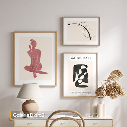 Galerie D'art 2 - Abstract Prints FRAMED Set of 3 Pieces