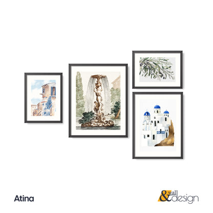 Atina - FRAMED Gallery Wall Set Mediterrenian Print Set of 4 Pieces