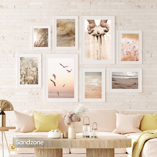 Coastal Landscape Wall Art Poster Set FRAMED Modern Wall Art Ready to Hang Gallery Wall Art Dandelion Prints Framed Wall Art Gallery