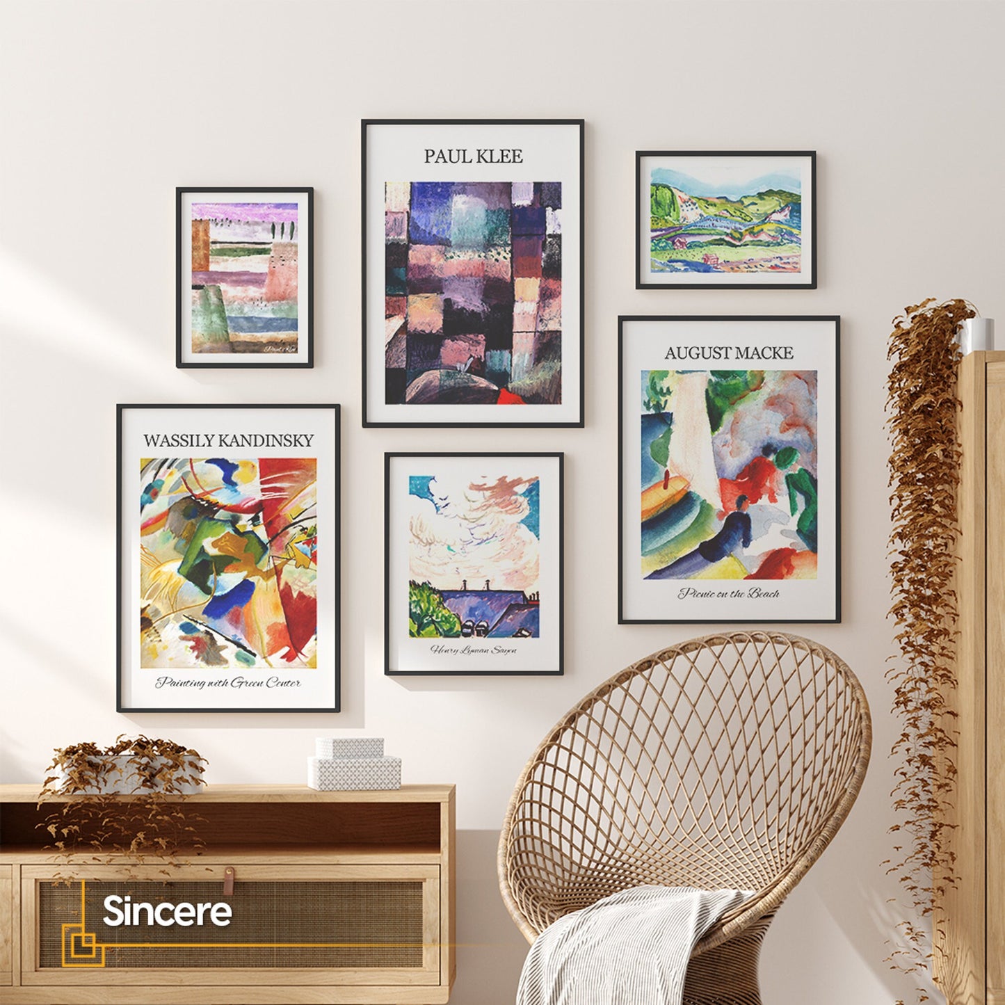 Sincere - Abstract Artworks 6 Pieces Wooden FRAMED Wall Gallery Set