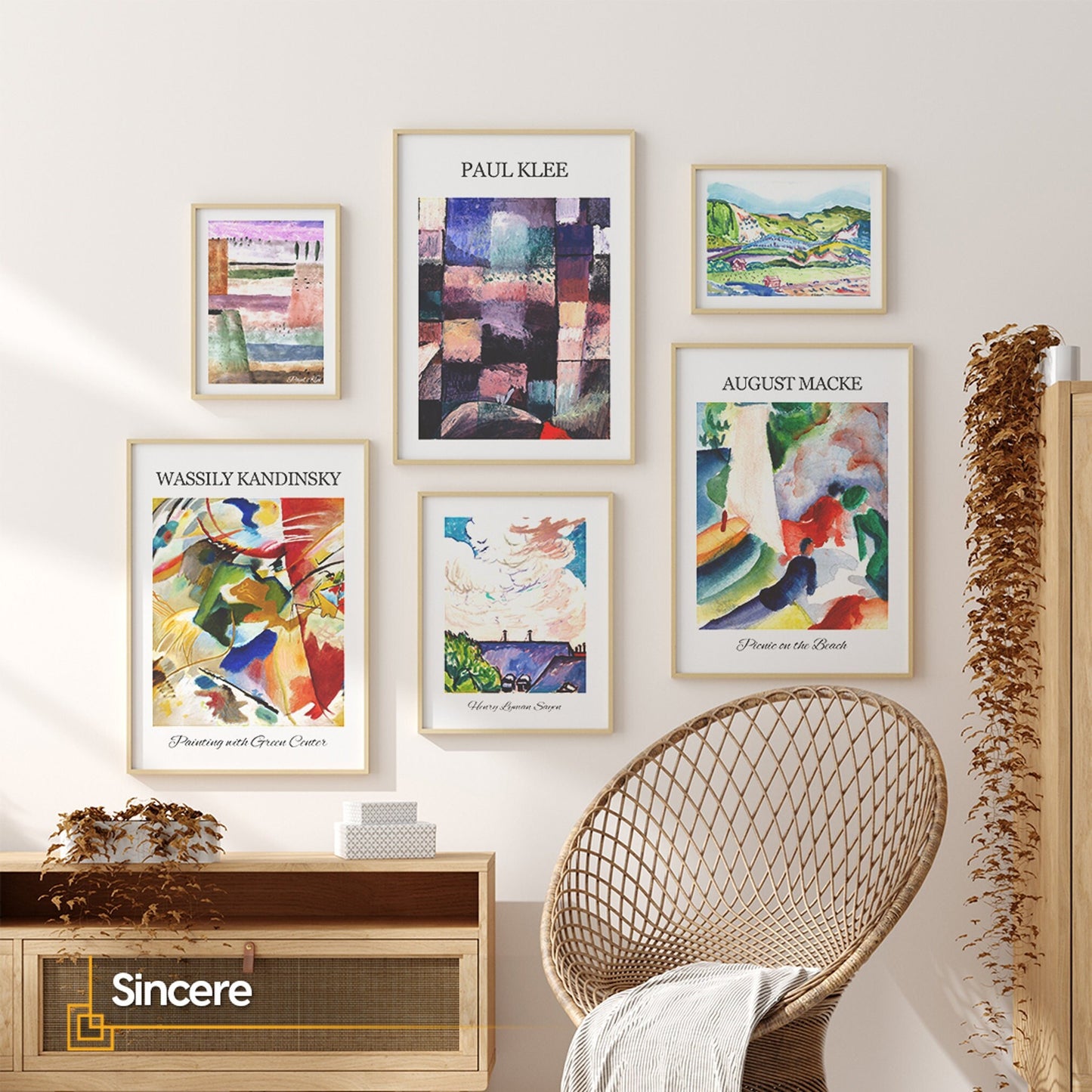 Sincere - Abstract Artworks 6 Pieces Wooden FRAMED Wall Gallery Set