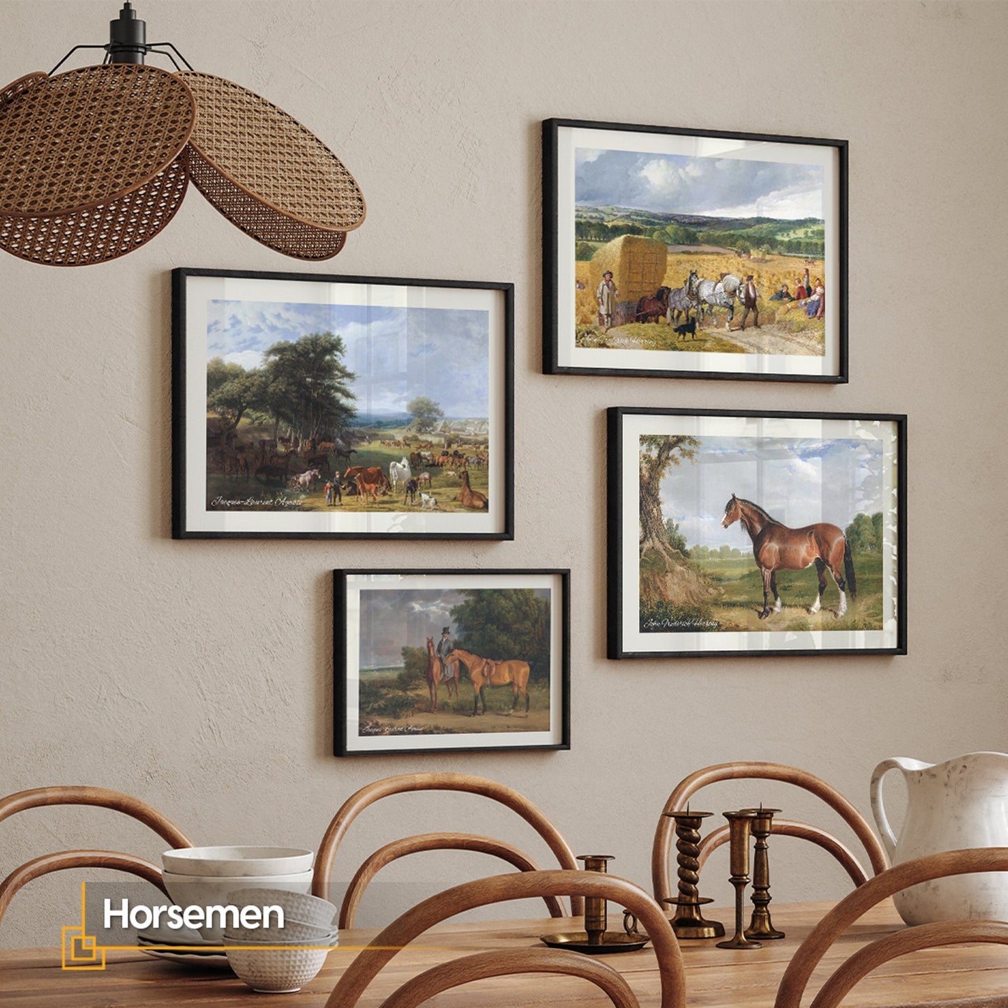 Horsemen - FRAMED Gallery Wall Set Farm House Print Set of 4 Horse Posters