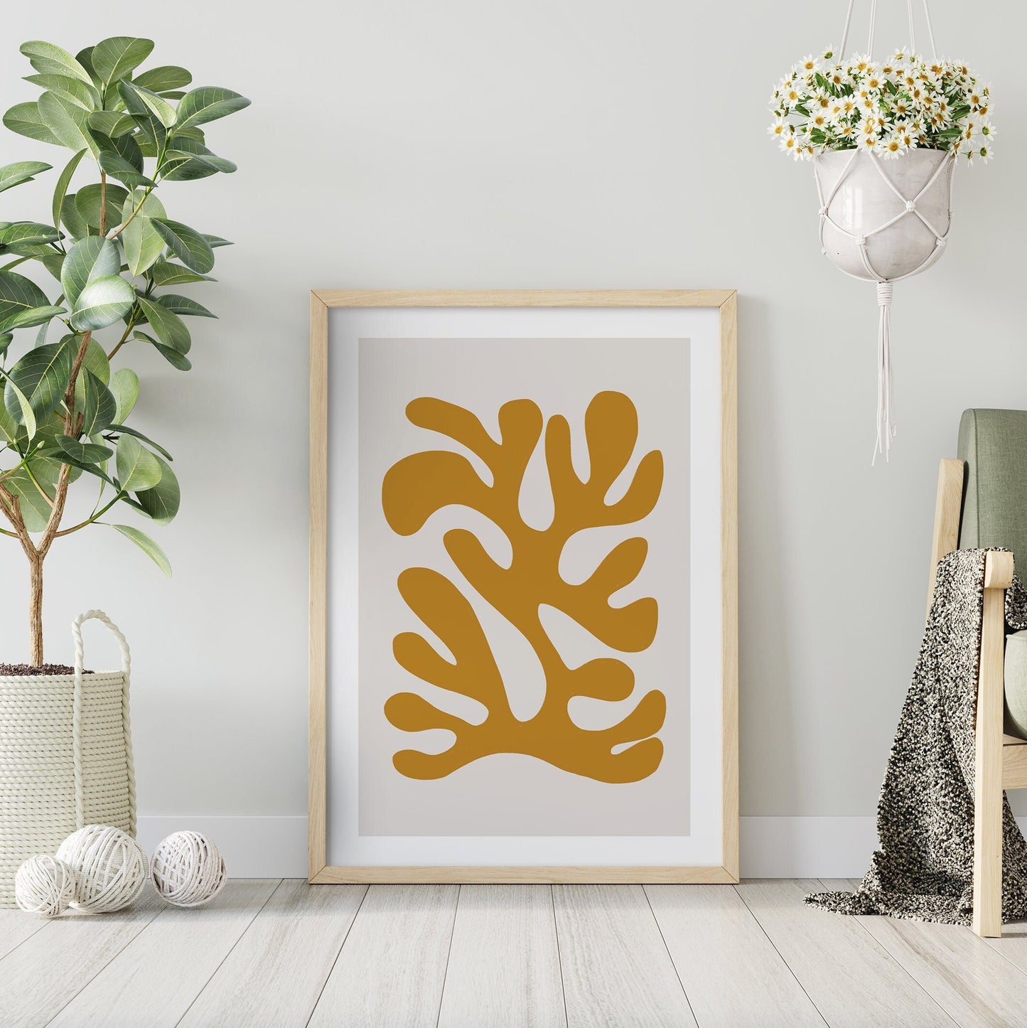 FRAMED Gallery Wall Set Abstract Floral Print Set of 4 Green Flower Posters Ready Made Gallery Wall Art Leaves Wall Art Gallery Set