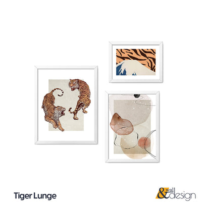 Tiger Lunge - Wall Gallery Set FRAMED 3 Piece Tiger Themed