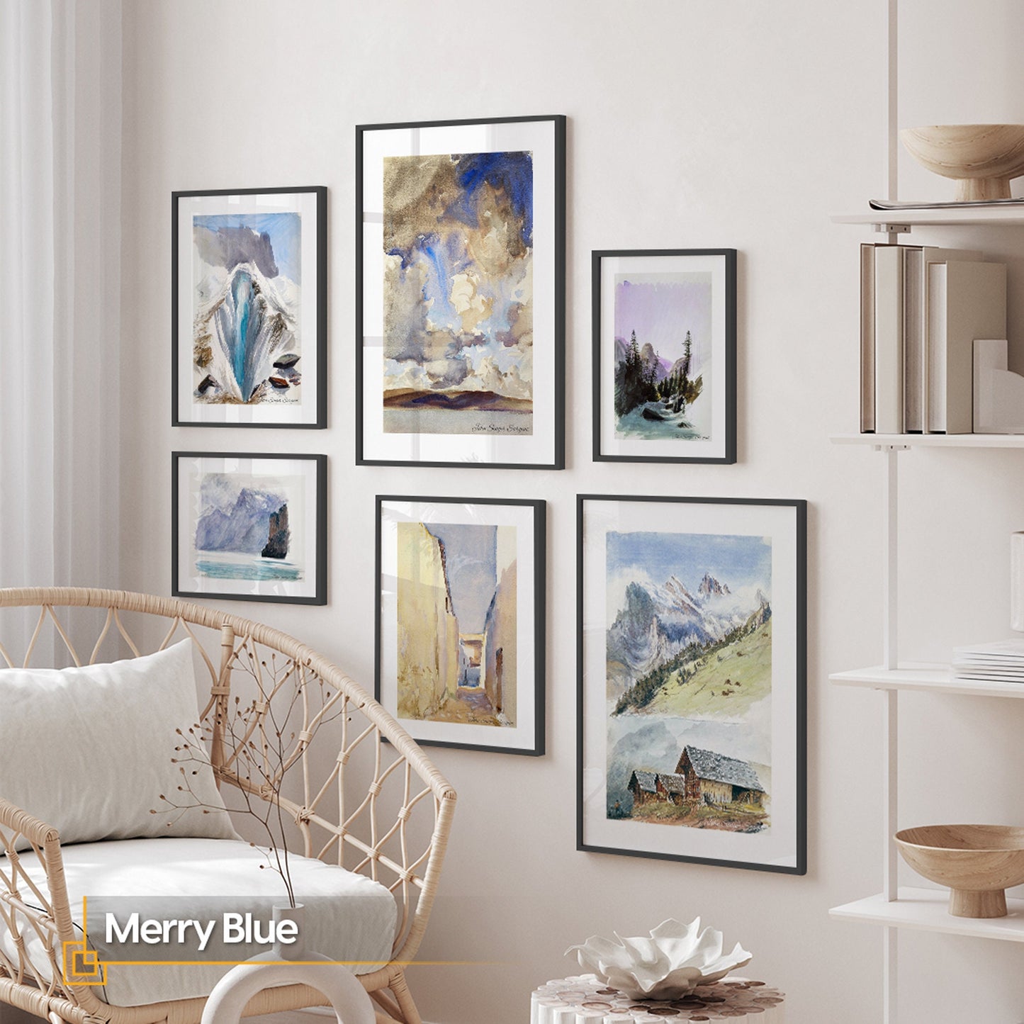 Merry Blue - 6 Pieces FRAMED Wall Art Gallery