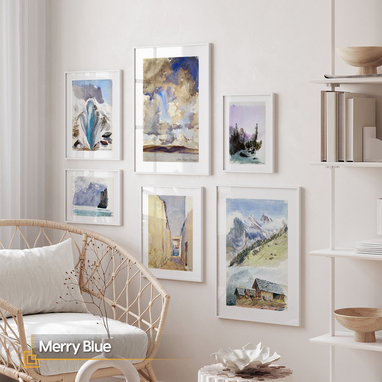 Merry Blue - 6 Pieces FRAMED Wall Art Gallery