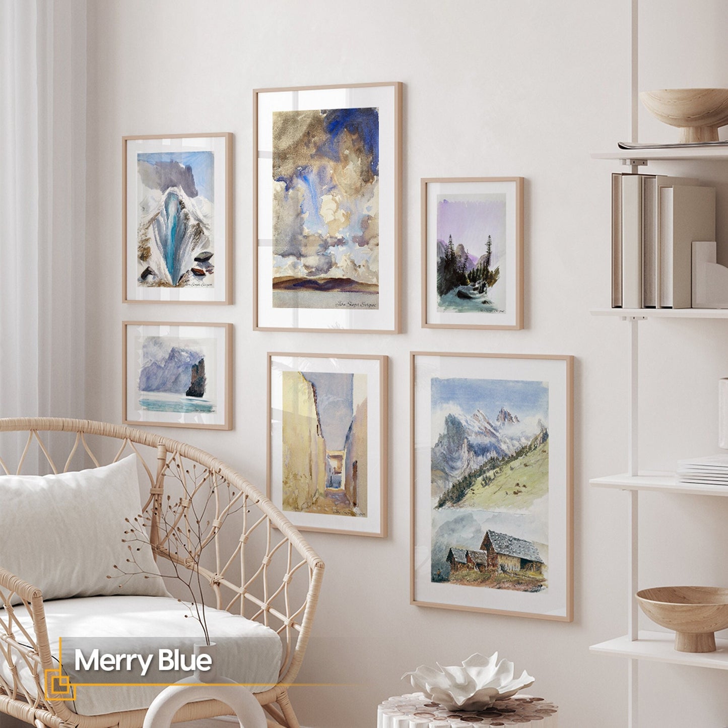 Merry Blue - 6 Pieces FRAMED Wall Art Gallery