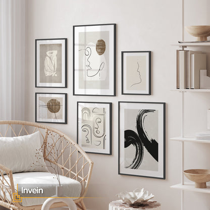 Invein - Minimalist Line Art FRAMED Set of 6 Wall Gallery Set