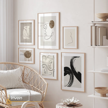 Invein - Minimalist Line Art FRAMED Set of 6 Wall Gallery Set